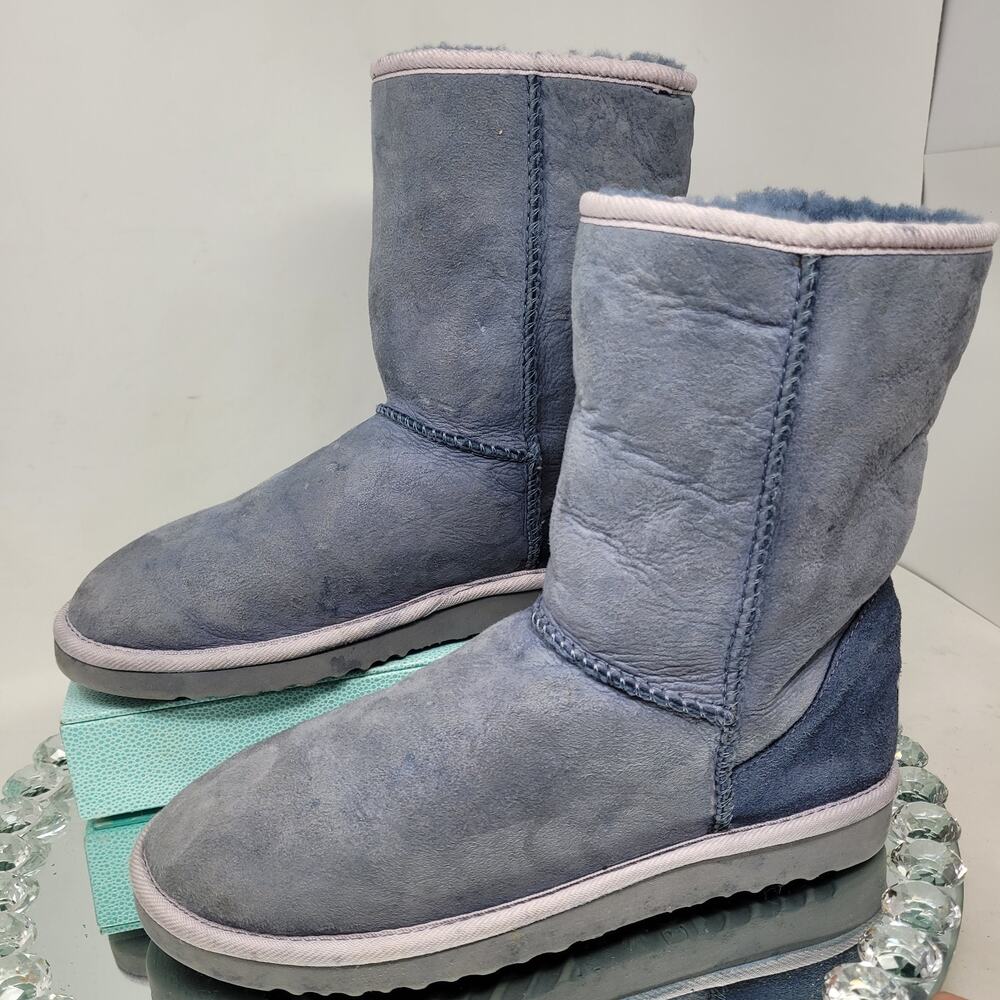 UGG Australia Classic Short Suede Boots Grey Pink 5825 Womens US Size 9 UGGS 99%